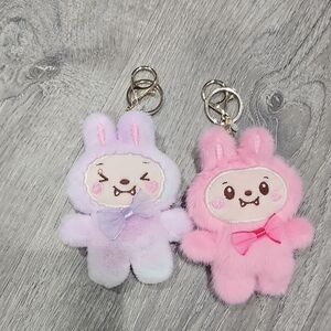 Cute Pink and Purple Bunny Keychains